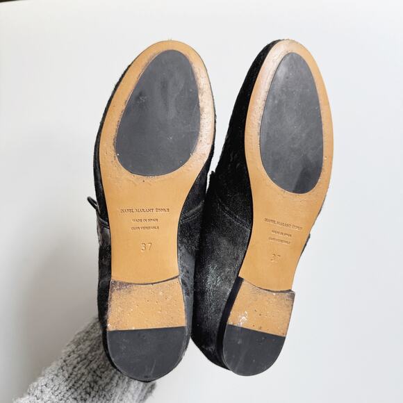 Isabel Marant Etoile Metallic Silver Calf Hair Leather Ginger Booties Size 37/7 - Picture 8 of 8